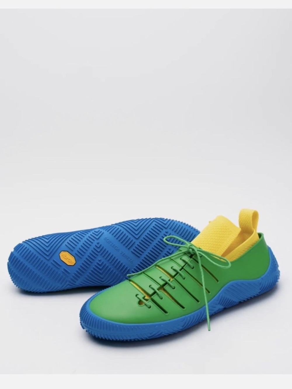 Bottega Veneta Rubber Green & Blue Lace-Up Water Shoes